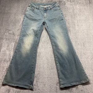 Dazy Flare Leg Jeans Women Size M Light Wash Blue Good High Rise Stretch Denim